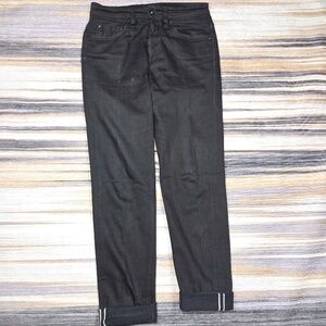THE UNBRANDED BRAND- Selvage Black Tapered Relaxed Fit Denim Jeans Mens 30 X 31